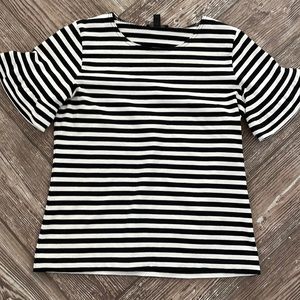 J. Crew black and ivory striped tee, XS